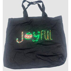 color bear canvas bag Christmas holiday joyful black bag snowflake 16x14" READ